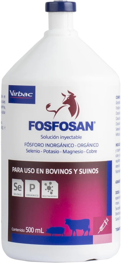 Frasco de Fosfosan solución inyectable de 500 mL